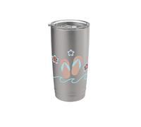Sandales d'été motif plage avec tongs vagues et fleurs Gobelet isotherme en acier inoxydable double paroi