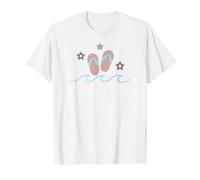 Sandales d'été Motif Plage avec Tongs Vagues et Fleurs T-Shirt Graphique avec Valeur