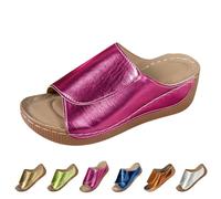 Sandales d'été orthopédiques en cuir anatomiques pour femmes, chaussons compensés confortables, légers, élégants, pour bandes, plantaires, mode ouvert, antidérapant, Arch Support Sandale plage mer