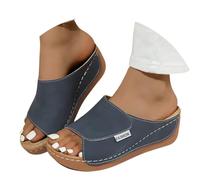 Sandales d'été orthopédiques en cuir anatomiques pour femmes, chaussons compensés confortables, légers, élégants, pour bandes, plantaires, mode ouvert, antidérapant, Arch Support Sandale plage mer