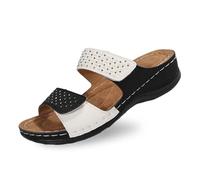 Sandales D'Été Orthopédiques pour Femmes Deux Bandes À Talon Compensé Sandales De Plage Support Voûte Anti-Dérapantes Open Toe Plateforme Claquettes Douche Respirant Doux Pantoufles Été