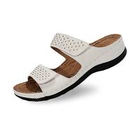 Sandales D'Été Orthopédiques pour Femmes Deux Bandes À Talon Compensé Sandales De Plage Support Voûte Anti-Dérapantes Open Toe Plateforme Claquettes Douche Respirant Doux Pantoufles Été
