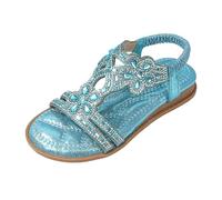 Sandales d'été plates pour femme - Chaussures d'été pour enfants - Sandales pieds nus - Sandales en cuir - Chaussures de plage confortables - Paillettes - Séparateurs d'orteils - Chaussures pieds nus