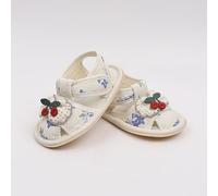 Sandales d'été pour bébé fille, motif cerise, en coton respirant, antidérapant, semelle souple, bout fermé, chaussures pré-marcheuses pour bébés filles de 0 à 1 an
