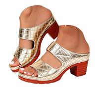 Sandales d'été pour femme - Design bouche de poisson, semelle épaisse, tendance, décontractées, avec talon ouvert, profil creux, sandales de plage en couleur unie, chaussures de fête pour femme