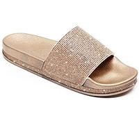 Sandales d'été pour femme et fille - Claquettes de maison tendance plates avec strass - Paillettes - Pour l'été, multicolore, 39 EU