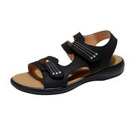 Sandales d'été pour femme - Motif léopard - Bout plat - Avec crochet et nœud - Chaussures décontractées confortables pour femme, Noir , 41 EU X-Étroit