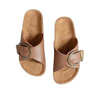 Sandales d'été pour femmes simple couleur unie boucle couverture pour porter des pantoufles à talons plats droits, kaki, 40 EU