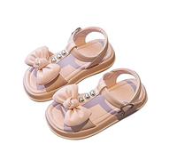 Sandales d'été pour fille 2026 - Pour bébé - Motif amour - Nœud - Chaussures de princesse - Chaussures plates élégantes et confortables - Chaussures de plage à paillettes, rouge, 33 EU