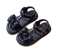 Sandales d'été pour fille 2026 - Pour bébé - Motif amour - Nœud - Chaussures de princesse - Chaussures plates élégantes et confortables - Chaussures de plage à paillettes, Noir , 30.5 EU