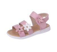 Sandales d'été pour fille - 35 fleurs - Bout ouvert - Chaussures de princesse respirantes - Sandales d'extérieur avec semelle souple - Séparateurs d'orteils larges - Sandales de loisirs antidérapantes