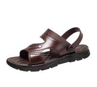 Sandales d'été pour homme avec semelles souples anti-adaptées pour la conduite, semelles épaisses, porter la plage, sandales décontractées pour homme, marron, 6.5 UK 3X-Narrow