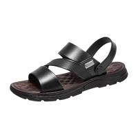 Sandales d'été pour homme avec semelles souples antidérapantes adaptées à la conduite, à semelles épaisses, à porter à la plage, sandales décontractées pour homme confortables, Noir , 6 UK 3X-Narrow