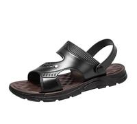 Sandales d'été pour homme avec semelles souples antidérapantes adaptées pour la conduite, les semelles épaisses, la plage, les sandales décontractées pour homme, Noir , 8.5 UK 3X-Narrow