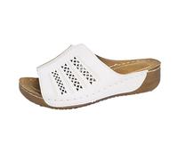 Sandales d'été pour la plage, les vacances, les vacances, les femmes, vintage, creuses, à lanières croisées, claquettes, claquettes, claquettes, sandales, chaussures de plage, respirantes, Blanc., 43