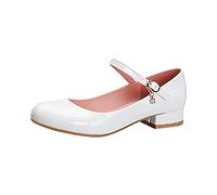 Sandales d'été pour petites filles - Bout fermé - 4,5 cm - Couleur unie - Crochet et boucle - Chaussures habillées pour mariage, bal, école, blanc, 31 EU
