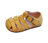 Sandales d'été respirantes pour filles, semelle souple, chaussures de plage décontractées à bout fermé pour les tout-petits et les enfants jouant en plein air (Yellow, 31.5 Little Child)