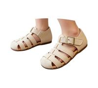 Sandales d'été respirantes pour filles, semelle souple, chaussures de plage décontractées à bout fermé pour les tout-petits et les enfants jouant en plein air (Beige, 27.5 Little Child)