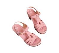 Sandales d'été romaines compensées pour femme - Talon bloc - Orthopédiques - Bout ouvert - Antidérapantes - Utilisation quotidienne - Sandales pour femme avec sangle réglable, rose, 7 UK 3X-Narrow