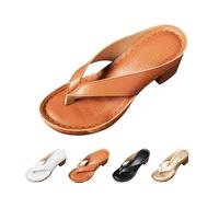 Sandales d'été tendance à talon épais à enfiler à bout ouvert pour fête, extérieur, shopping, vacances, plage, marche, camping, voyages, chaussures décontractées, confortables et légères, marron, 38