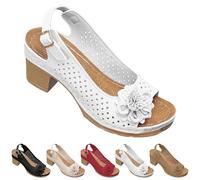 Sandales d'été tendance à talon épais - Bouche de poisson - Décoration florale - Sandales à bout ouvert - Pour fête, vacances, voyage, plage, randonnée, shopping - Chaussures décontractées et