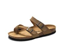 Sandales D'extérieur Pour Hommes, Sandales D'été Respirantes À Enfiler Pour Homme Soulageant L'hallux Valgus Avec Bride Réglable En Métal, Tongs Orthopédiques Élégantes À Clip En PU(Camel,38 EU)