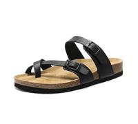 Sandales D'extérieur Pour Hommes, Sandales D'été Respirantes À Enfiler Pour Homme Soulageant L'hallux Valgus Avec Bride Réglable En Métal, Tongs Orthopédiques Élégantes À Clip En PU(A black,37 EU)