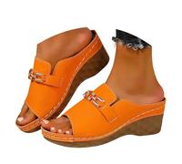 Sandales élégantes à plateforme avec bout ouvert - Semelle épaisse - Sandales de plage décontractées pour l'extérieur - Faciles à enfiler, Orange, 41 EU