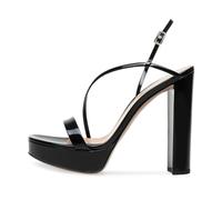 Sandales élégantes à Talons Plateforme et Lanières pour Femmes, Talons Hauts épais Boucle Bout Ouvert Chaussures D'été Confortables pour Fêtes Rendez-Vous Travail Mariages,Noir,37 EU