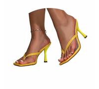 Sandales élégantes d'été à Talons Ouverts, avec Entre-Doigts et Brides, Style, offrant Un Bon Maintien du Talon. Chaussures habillées et Modernes pour Les Beaux Jours. (Yellow-1, 43)