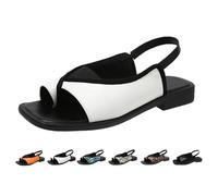 Sandales élégantes et confortables avec soutien de la voûte plantaire pour femme pour une utilisation toute la journée Noir Sandales plates Summe Bout ouvert Chaussures décontractées, blanc, 43 EU