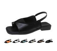 Sandales élégantes et confortables avec soutien de la voûte plantaire pour femme pour une utilisation toute la journée Noir Sandales plates Summe Bout ouvert Chaussures décontractées, Noir , 43 EU