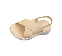 Sandales élégantes plates à bout ouvert pour femme avec sangle croisée - Sandales orthopédiques compensées avec sangle de cheville - Sandales de sport respirantes - Sandales d'été antidérapantes