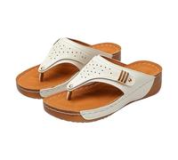 Sandales élégantes pour femme avec motifs floraux découpés au laser, semelle compensée confortable, idéales pour les vacances ou les visites d'été, blanc, 37 EU