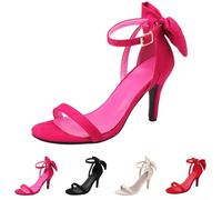 Sandales élégantes pour femme - Noir - Talons hauts - Chaussures d'été ouvertes en daim synthétique - Chaussures de soirée confortables - Chaussures de soirée pour mariée et mariage - Chaussures d'été