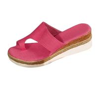 Sandales élégantes pour femme - Sandales compensées à gros orteils - Légères et respirantes - Antidérapantes - Bout ouvert - Chaussures d'été - Sandales de plage - Chaussures de loisirs, rose, 43 EU