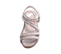 Sandales élégantes pour fille - Sandales à lanières avec fleurs - Sandales pour bébé fille - Sandales de princesse à paillettes - Chaussures de plage bohème - Chaussures d'été antidérapantes - Tailles
