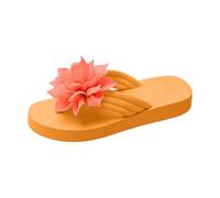 Sandales élégantes pour la plage, la vie quotidienne, les loisirs, les loisirs, les chaussons de bain à bout ouvert, semelle plate, confortable, vacances, voyage, excursion d'une journée, Orange, 43