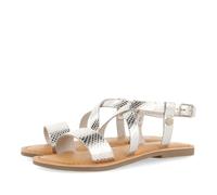 SANDALES EN CUIR ARGENTÉ AVEC BRIDES POUR FILLE ET GARÇON KOMSI