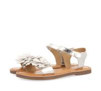 SANDALES EN CUIR ARGENTÉ AVEC ORNEMENT DE FLEURS POUR FILLE ET GARÇON IMOTSKI