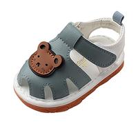 Sandales en cuir en forme d'ourson avec mousse pour enfants, garçons et filles, avec crochet et boucle, plates, larges, chaussures d'été décontractées pour l'extérieur, chaussures d'eau pour bébés à