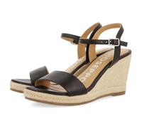 Sandales en Cuir Noir avec Talon COMPENSÉ en Jute pour Femme ZHEPE