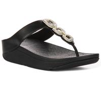 Sandales En Cuir Pour Femmes Fitflop Fino Crystal Chain À Tige Noir UK 3 - 8
