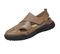 Sandales en cuir pour homme - Sandales de trekking fermées - Sandales de randonnée - Pour l'extérieur - Chaussures de loisirs - Sandales de sport - Chaussures de randonnée - Respirantes, marron, 43 EU