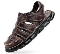 Sandales en cuir pour hommes Sandales de sport d'extérieur avec courroie de cheville Mocassins confortables Chaussures de randonnée légères Chaussures de plage d'été