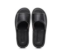 Sandales en Cuir pour Hommes, Unisexe Claquettes Chaussons Sandales Pantoufles d'été Antidérapantes Semelle en PVC Durable pour Bureau Chaussures Salon Cuisine Invités Visite(Size:EUR41-42,Color:noir)