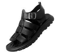 Sandales en Cuir Style Romain Homme Chaussures Décontractés Semelle Confortable Fermeture à Boucle (Noir, Adulte, Homme, 44, Numérique, Système Taille Chaussures EU, Moyen)