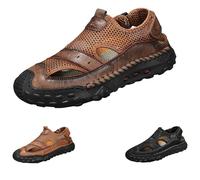Sandales en maille pour homme - Sandales d'été pour homme - Chaussures de plage à bout fermé - Confortables - Sandales de pêcheur à enfiler - Sangle de fermeture tactile - Semelle extérieure