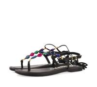 Sandales en Peau avec détail de Perles Multicolores pour Femme escles