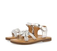 Sandales en Peau de Couleur Argent avec Claque pour Fille lontra